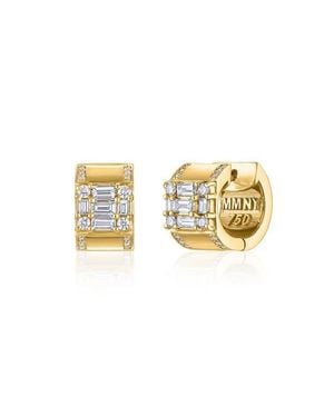 Mindi Mond Clarity Diamond Huggie Hoop Earrings - Metallic