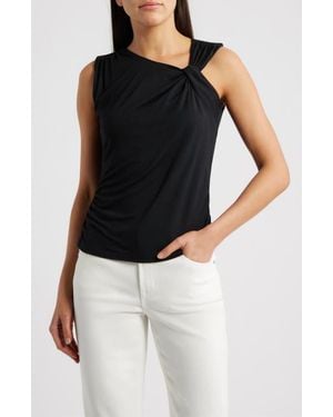 City Blues Asymmetric Neck Sleeveless Top - Black