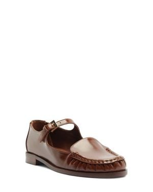 SCHUTZ SHOES Tyla Buckle Leather Mary Jane Flat - Brown