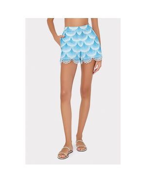 MILLY Bubble Wave Lace Shorts - Blue