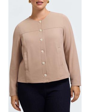 Foxcroft Valerie Crepe Knit Jacket - Blue