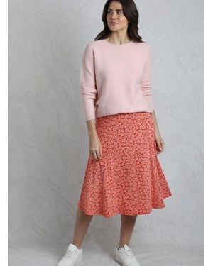 Weird Fish Romaro Printed Jersey Midi Skirt - Red