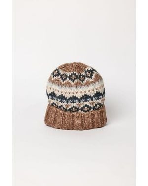 Hat Attack Fair Isle Beanie - Brown
