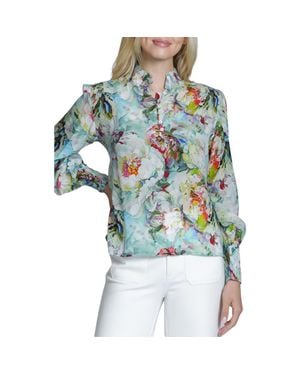 Apny Print High Neck Shirt - Blue