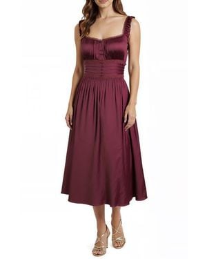 Mila + Mate Corset Bodice Satin Dress - Purple