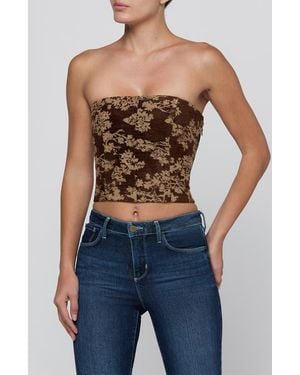 L'Agence Paulette Strapless Crop Corset Top - Blue