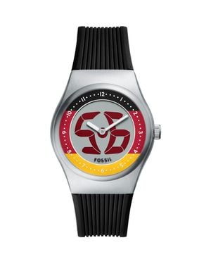 Fossil World Flags Big Tic Anadigi Silicone Strap Watch, 40Mm - Black