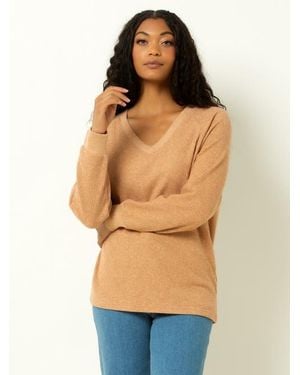 Single Stitch Classic Ribbed V-Neck Sweater - Blue