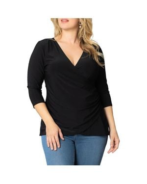 Kiyonna Faux Wrap Top - Black