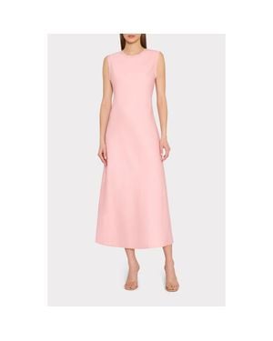 MILLY Linda Scoop Back Midi Dress - Pink