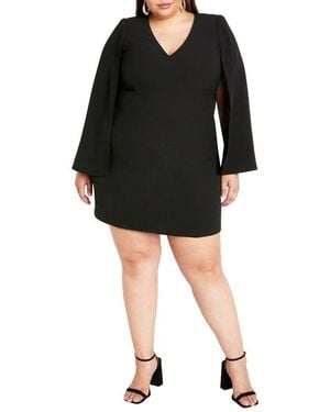 City Chic Amaya Long Sleeve Minidress - Black