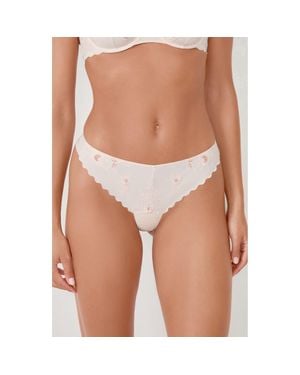 Etam Ravissante Bresilien Ravis Embroidered Thong - White