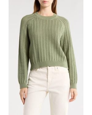 Marine Layer Mina Cotton Pointelle Sweater - Green
