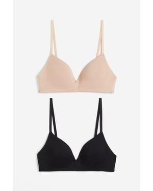 H&M 2-Pack Padded Non-Wired Cotton Bras - White