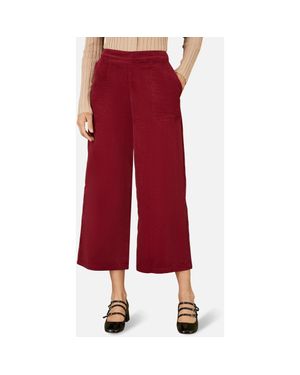 Yumi' Cord Cropped Wide Leg Pants - Red