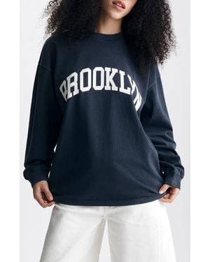 Brooklyn Industries Long Sleeve Graphic T-Shirt - Blue