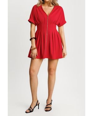 Popilush Zip Front Two-Piece Sculpting Mini Dress - Red