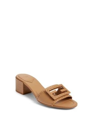 Fendi Baguette Slide Sandal - Brown