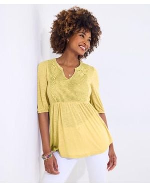 Joe Browns Notch Neck Babydoll Tee - Yellow