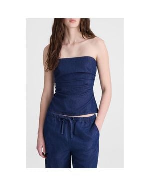 Madewell Denim Ruched Square Neck Camisole - Blue