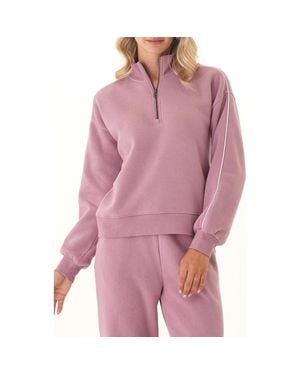 Threads For Thought Constance Triblend Fleece Quarter Zip - Purple