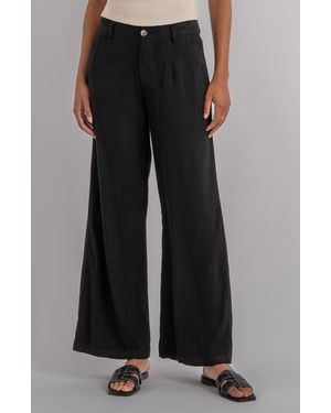 Kut From The Kloth Meg High Waist Linen Blend Wide Leg Pants - Black