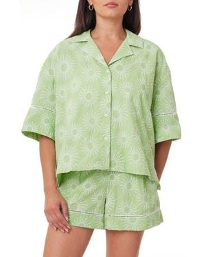 Scotch & Soda Embroidered Cotton & Linen Camp Shirt - Green