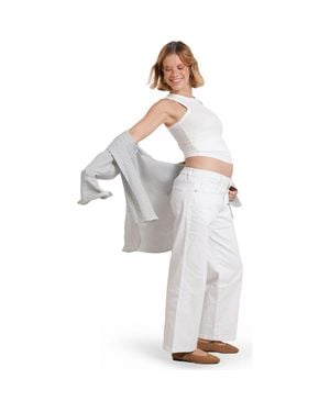 Nom Maternity Slouch Maternity Under-The-Belly Boyfriend Jeans - White