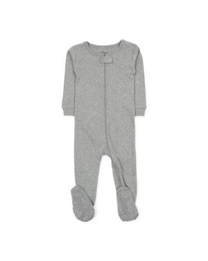 Leveret Kids Footed Solid Cotton Matching Family Pajamas - Gray