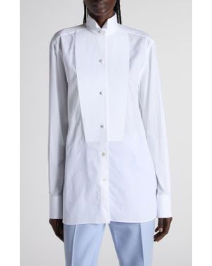 Tom Ford Bib Front Cotton Voile Button-Up Shirt - White