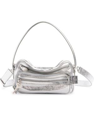 Acne Studios Camero Party Metallic Leather Shoulder Bag - Gray