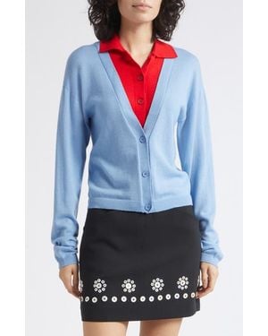 Stine Goya Layered Wool Cardigan - Blue