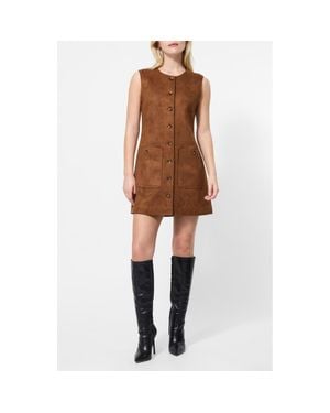 French Connection Lany Sleeveless Faux Suede Minidress - Brown
