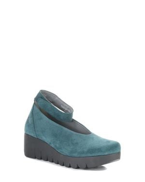 Fly London Vily Ankle Strap Platform Wedge Pump - Blue