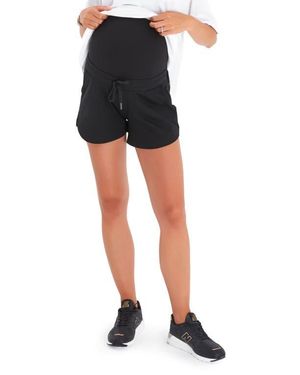 Accouchée Relax Foldover Waistband Maternity Shorts - Black