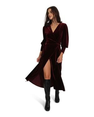Belle & Bloom Current Mood Velvet Wrap Dress - Black