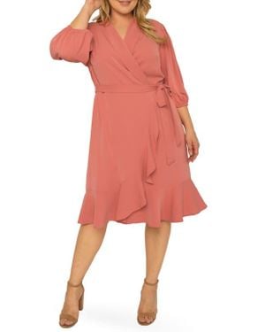 Standards & Practices Kylie Ruffle Wrap Dress - Orange