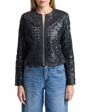 Bagatelle Laser-Cut Faux Leather Jacket - Black