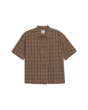 Rhythm Brady Relaxed Fit Plaid Cotton Button-Up Shirt - Brown