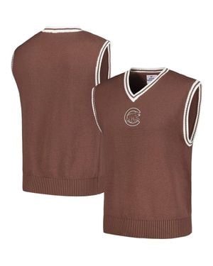 Pleasures Chicago Cubs Knit V-Neck Pullover Sweater Vest - Brown