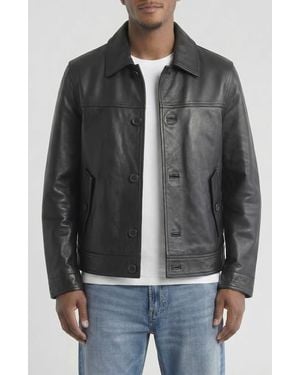 Bagatelle Genuine Leather Trucker Jacket - Black