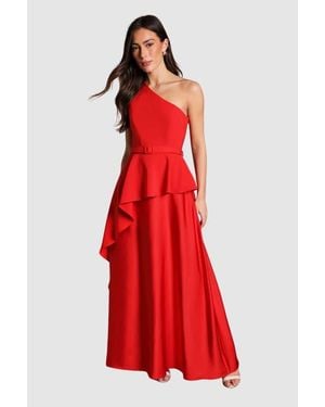 Coast One Shoulder Satin Maxi Dress - Red