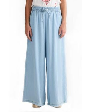 Talisman the Label Freedom Wide Leg Cotton Drawstring Pants - Blue