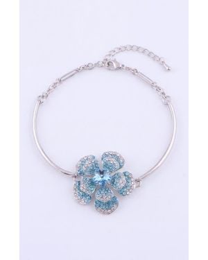 Modenaire Crystal Flower Blossom Bracelet - White