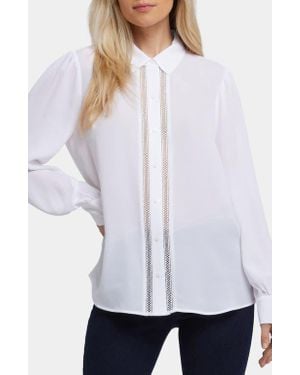 NYDJ Tiffany Open Stitch Recycled Polyester Georgette Top - White