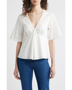 Wayf Zelma V-Neck Babydoll Top - White