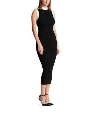 Balmain Long Two-Tone Cable-Knit Dress - Black