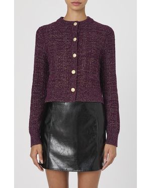 French Connection Metallic Cotton Blend Cardigan - Purple