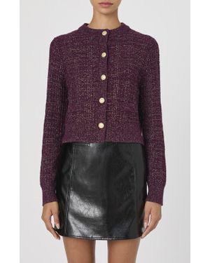 French Connection Metallic Cotton Blend Cardigan - Purple