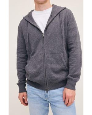 DL1961 Cotton & Cashmere Zip Hoodie Sweater - Gray